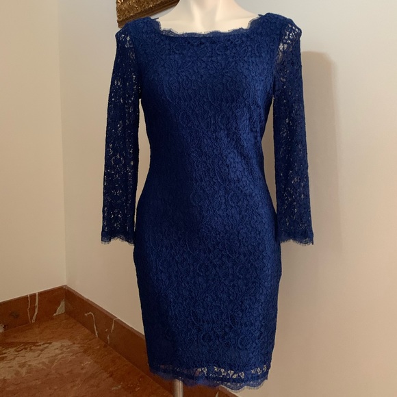 Cache Royal Blue Lace Cocktail Dress size 4 - Picture 1 of 8